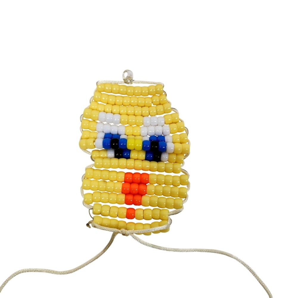 Handmade Tweety Yellow Pony Beaded Chick Bird Small‎ Ornament Charm Blue Eyes